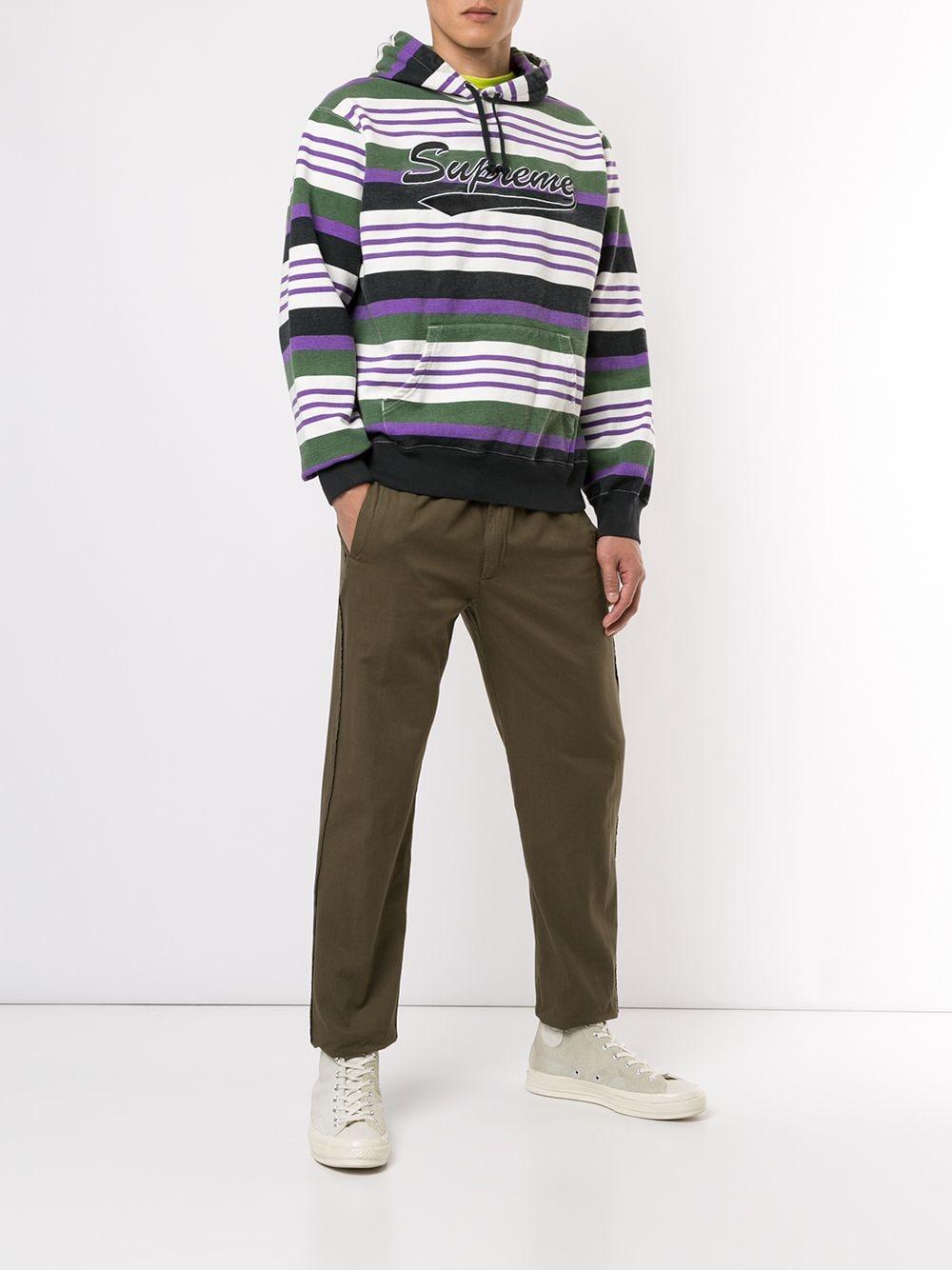 Supreme Cotton Stripe Hooded Sweatshirt in Green for Men - Lyst