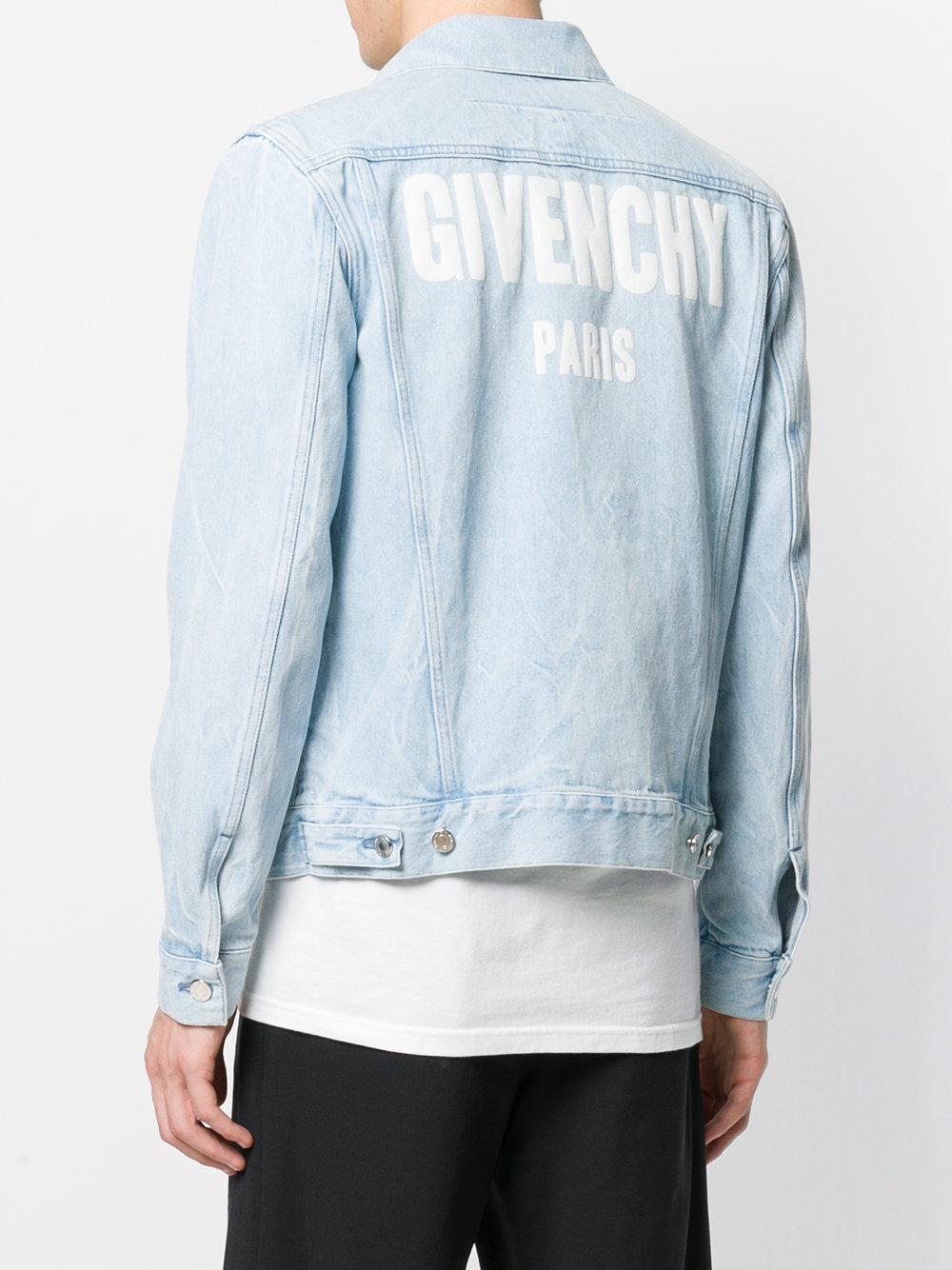 Givenchy Logo Print Denim Jacket in Blue for Men - Lyst
