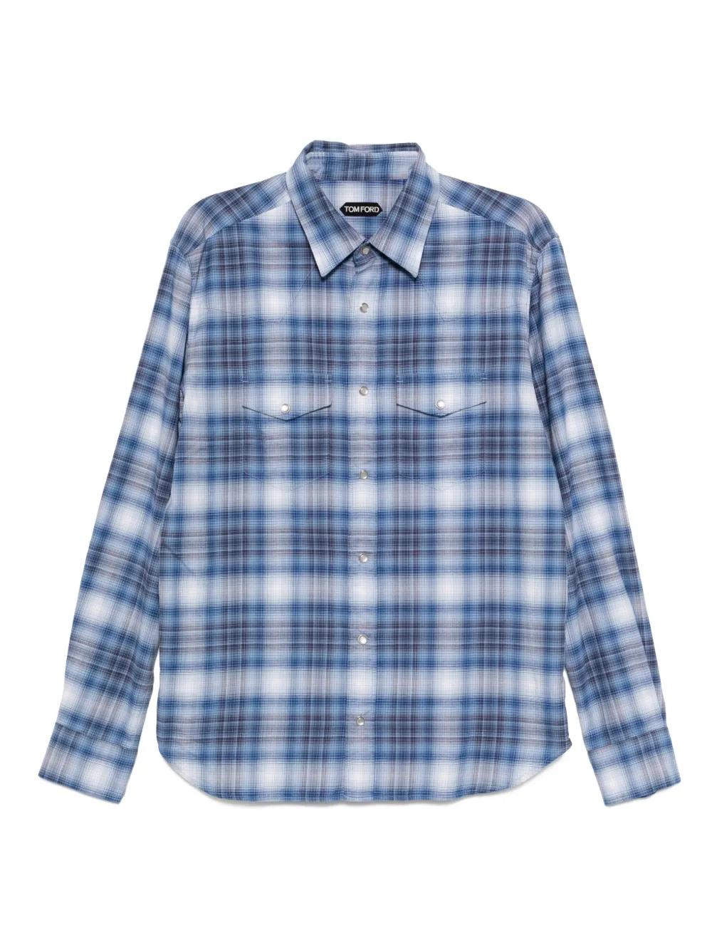Chemise Tom Ford Popeline Coton Bleu Clair Taille 40 - État Parfait, Occasion