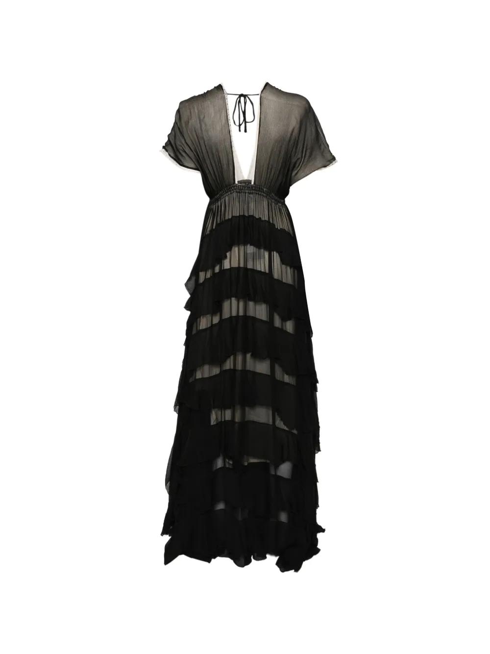 mes demoiselles silk v neck maxi dress Long printed silk-blend V-neck dress