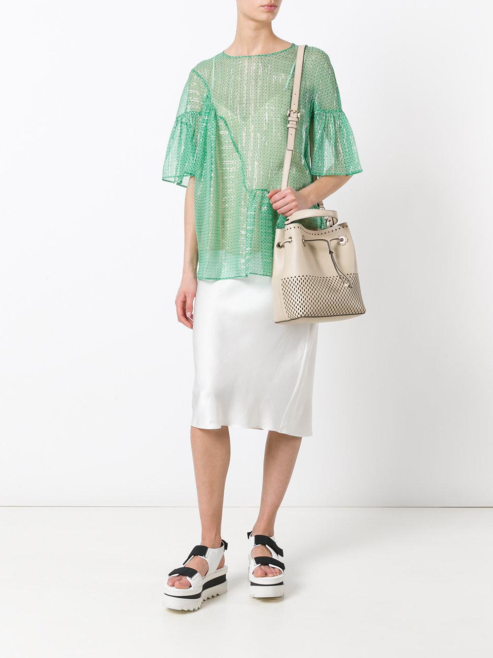 Stella McCartney Silk Circle Star Flounce Blouse in Green - Lyst