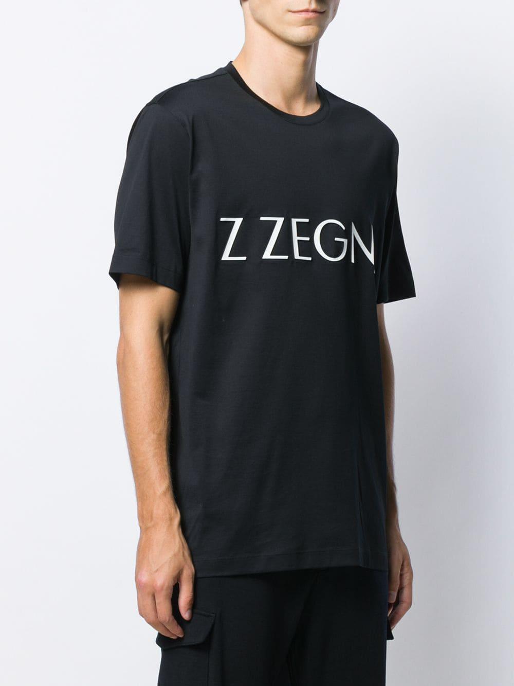 Z Zegna Cotton Logo Print T-shirt in Blue for Men - Lyst