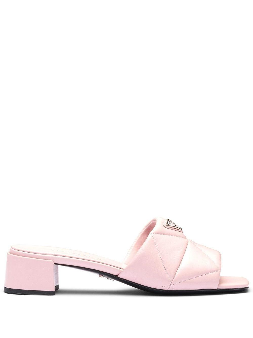 Prada Quilted Leather Slides in Pink | Lyst