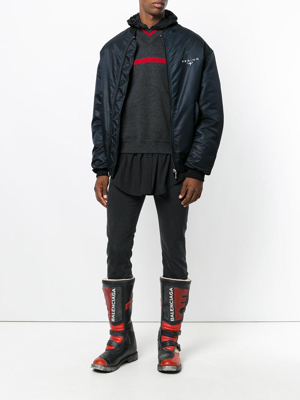 Balenciaga Leather Rider Moto Boots in Red Men
