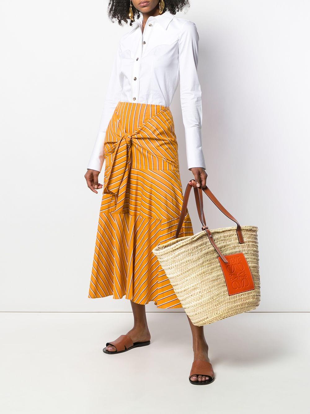 Loewe Leather Straw Tote Bag Lyst