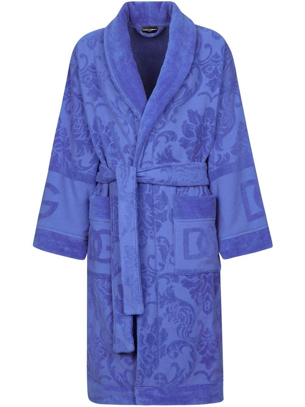 Dolce & Gabbana Cotton Long Sleeve Bathrobe in Purple (Blue) | Lyst