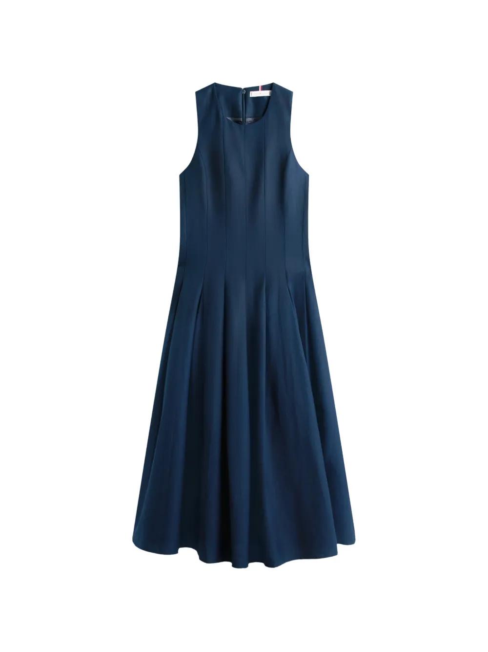 beaded ruffle midi dress Beaded Neckline Metallic Pleated Chiffon Midi Dress for Events Rose Gold / XL