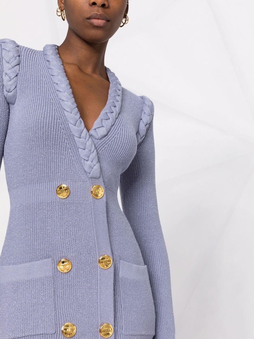 Elisabetta Franchi Fine-ribbed Knitted Dress in Blue | Lyst Canada