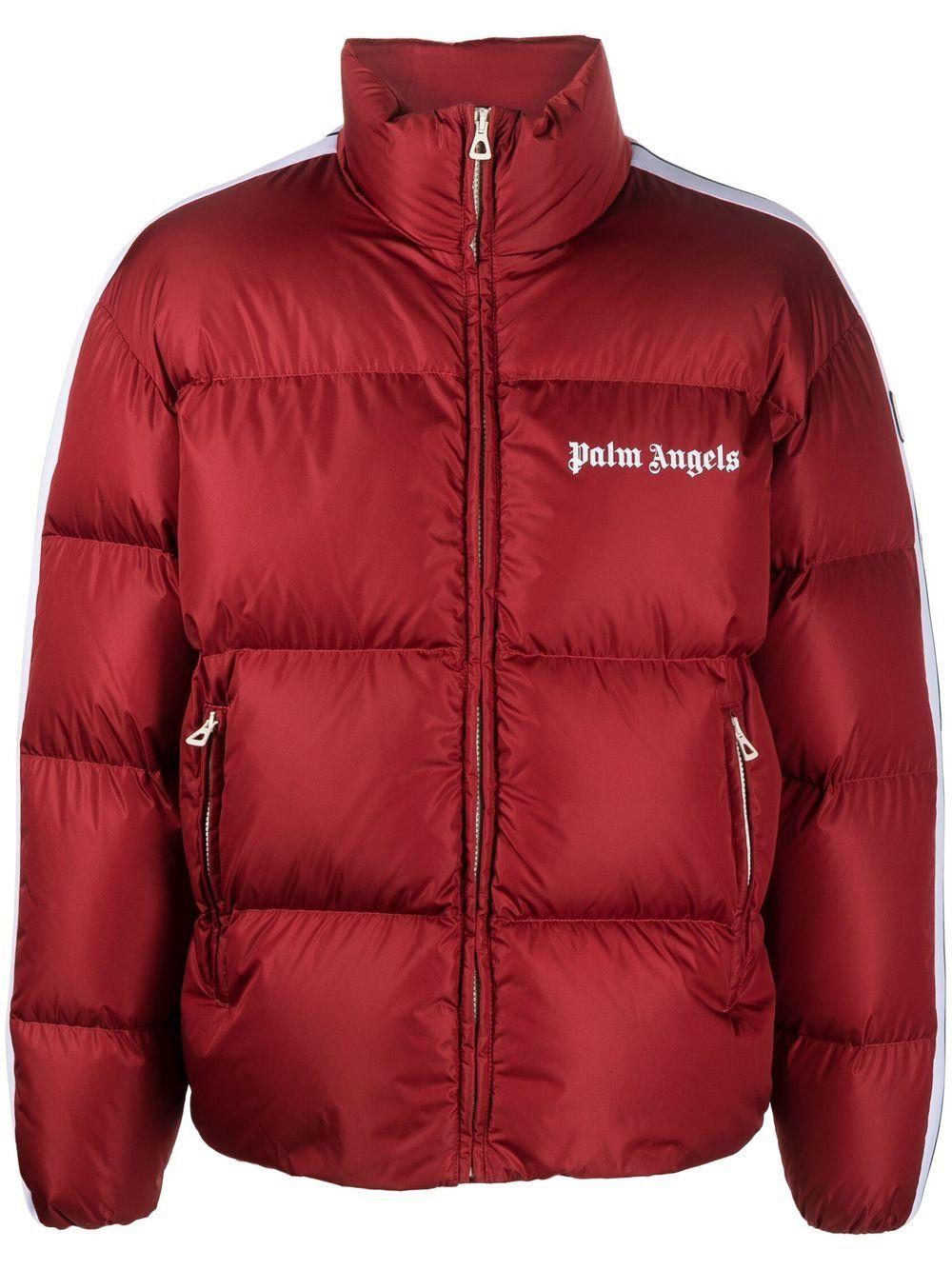 Palm Angels Logo-print Down-feather Padded Jacket in Red for Men | Lyst UK