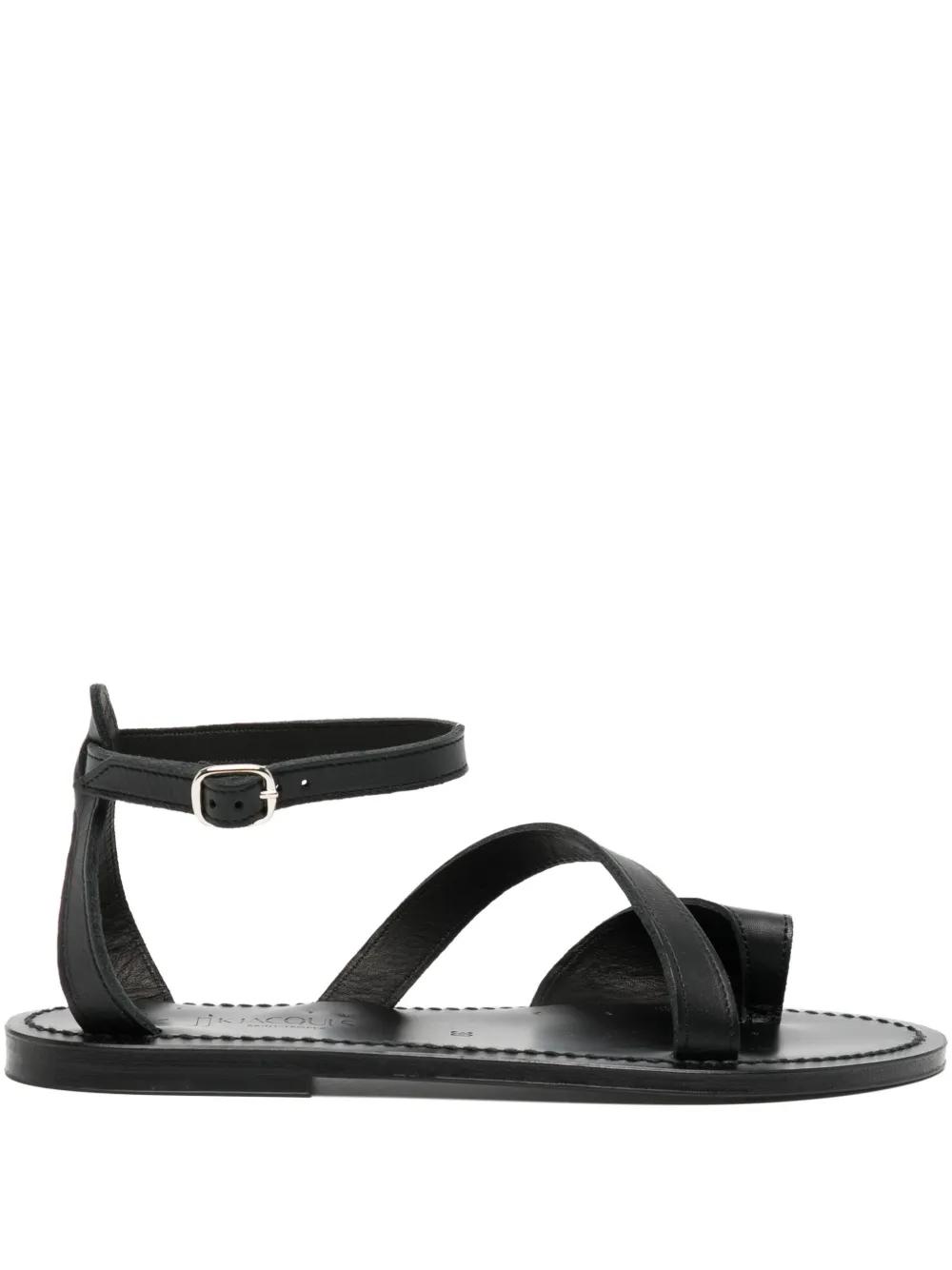 Jacques Leather Cross-Strap Sandals in Black Lyst UK