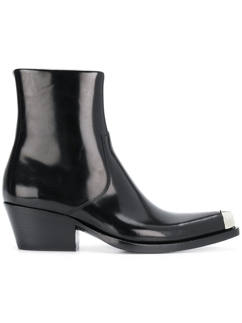 CALVIN KLEIN 205W39NYC Steel Toe Cap Ankle Boots in Black | Lyst