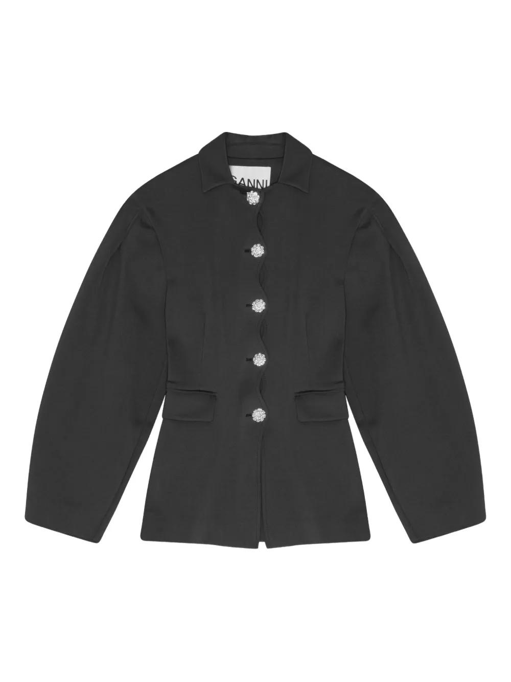【Ganni】ジャカードブレザー GANNI ジャカード ブレザー ベルト付き ストライプ | THE OUTNET