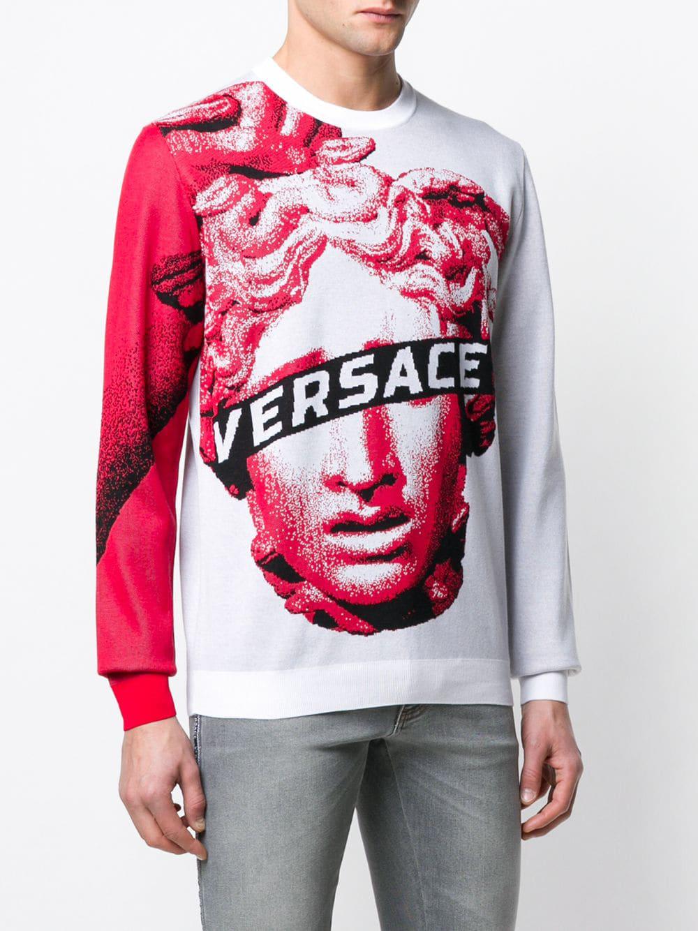 Versace Intarsien-Pullover mit Medusa in Weiß für Herren | Lyst DE