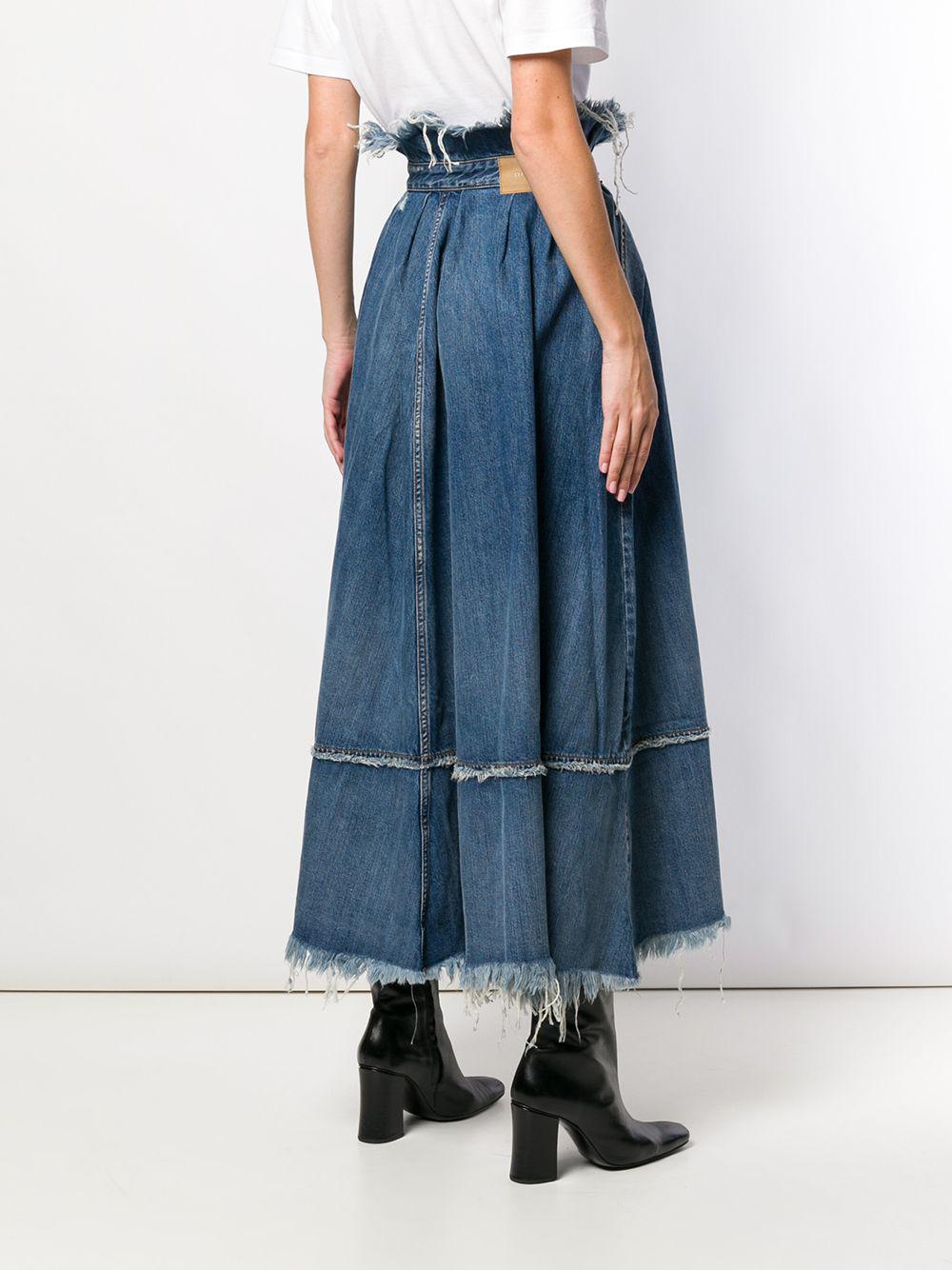 DIESEL Frayed Edge Skirt in Blue | Lyst