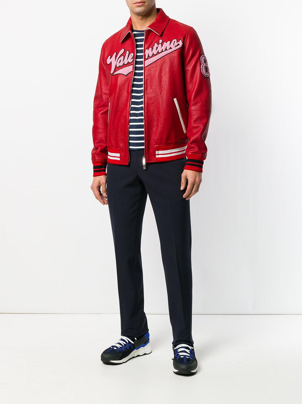 red leather varsity jacket