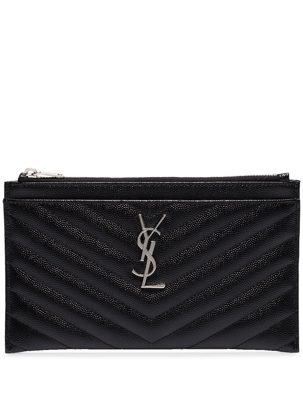 monogram ysl matte quilted bill pouch wallet