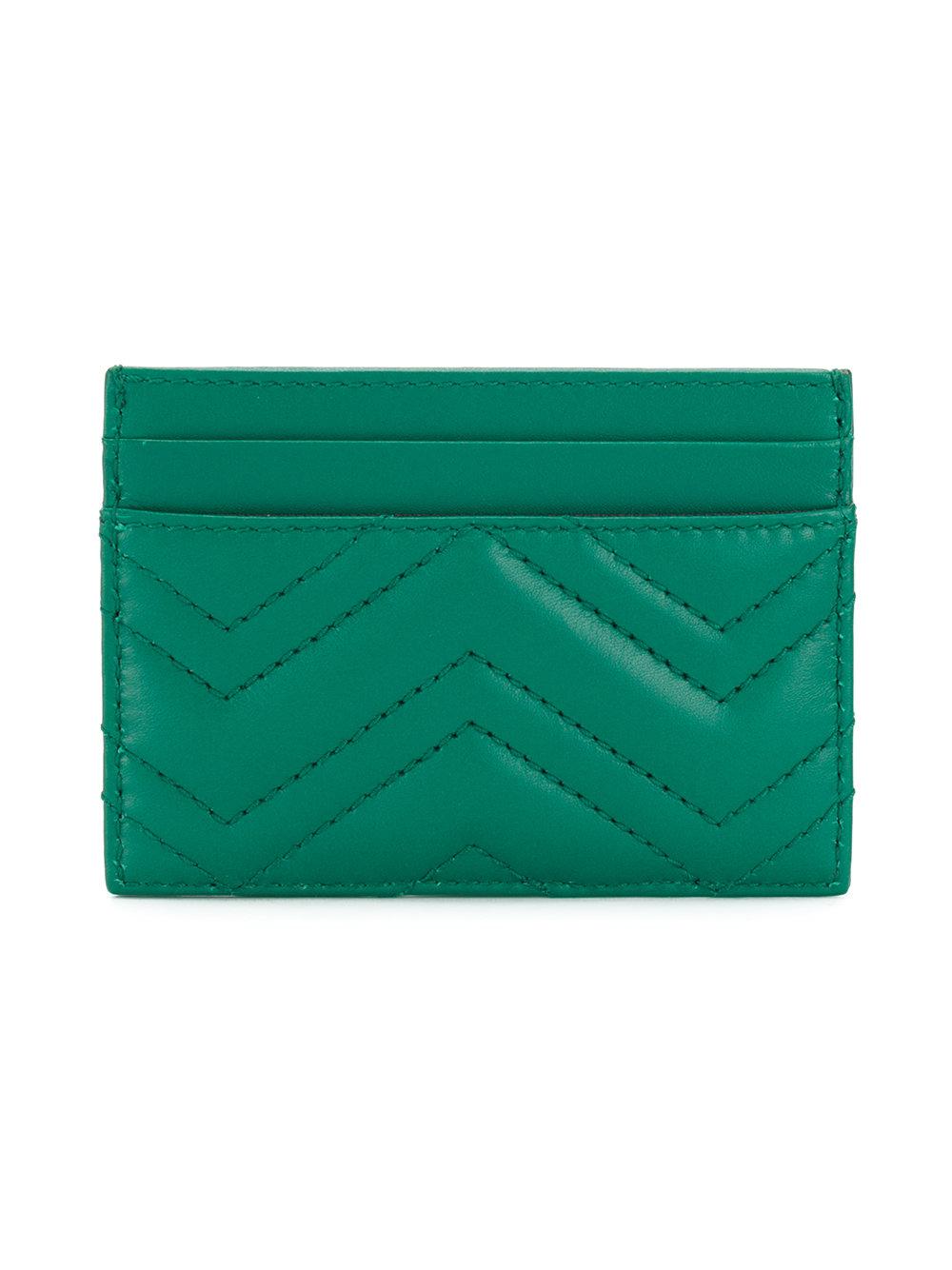 Gucci GG Marmont Matelassé Keychain Wallet in Green