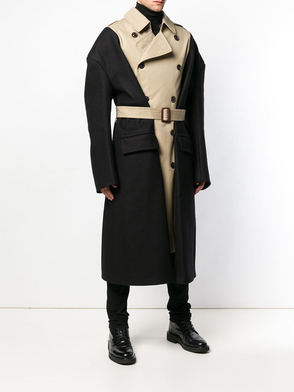 Maison Margiela Wool Overlayered Mesh Trenchcoat in Black for Men 