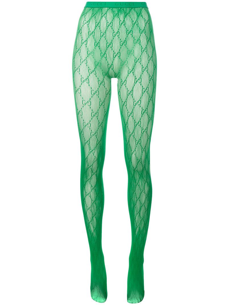 Gucci Gg Logo Tights in Green