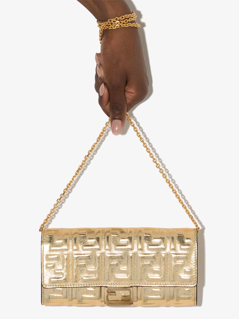 Fendi flat clutch bag in vitrified fabric with FF logo