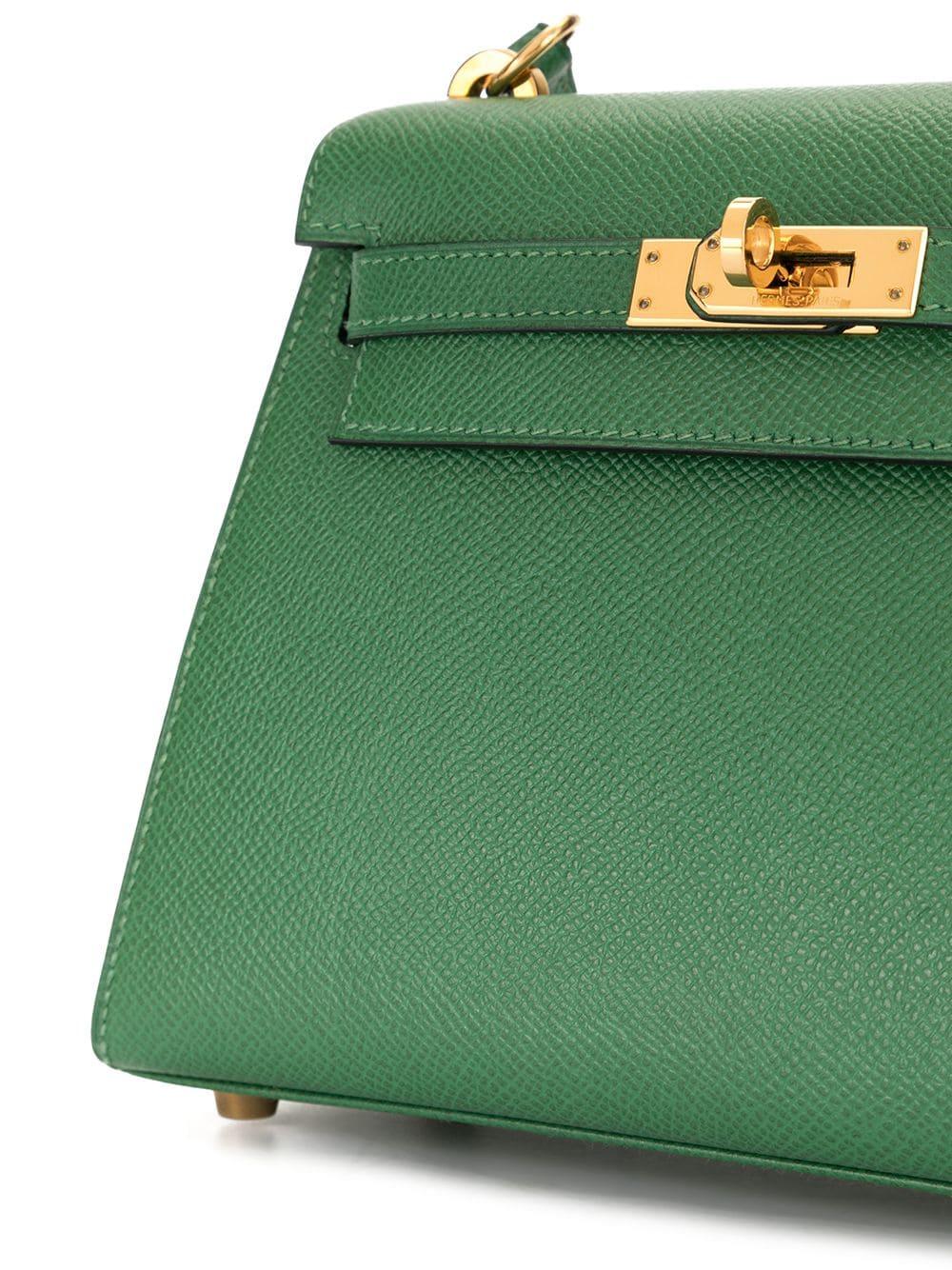 Hermès - Authenticated Kelly Mini Handbag - Leather Green Plain for Women, Very Good Condition
