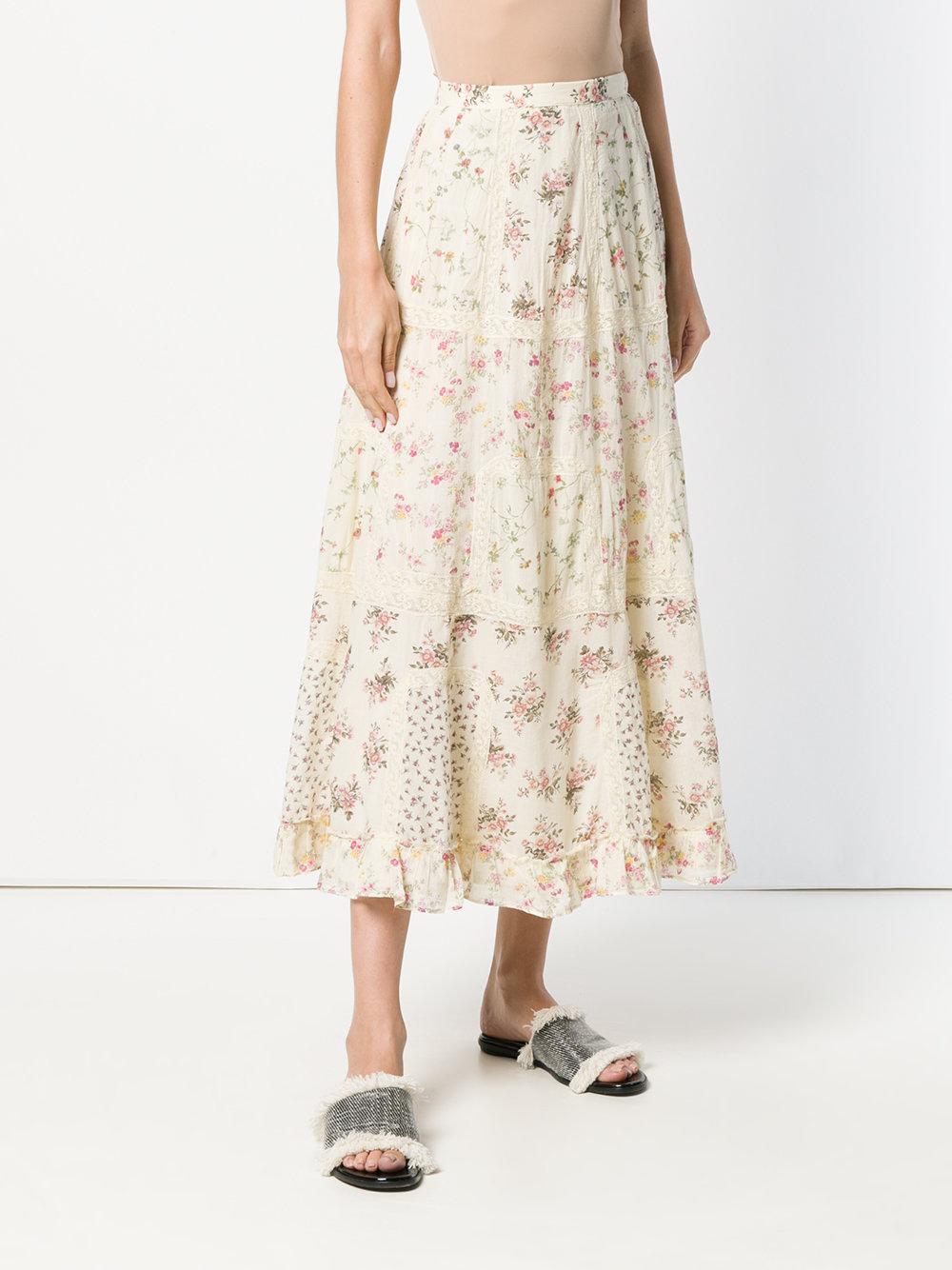 Polo Ralph Lauren Floral Flared Midi Skirt in Natural | Lyst