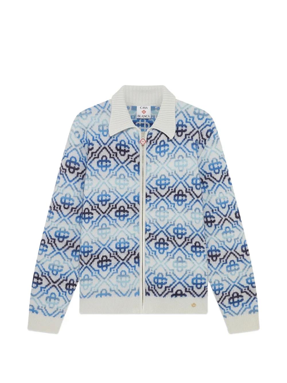 CASABLANCA Patterned Zip Knitwear in Blue for Men | Lyst