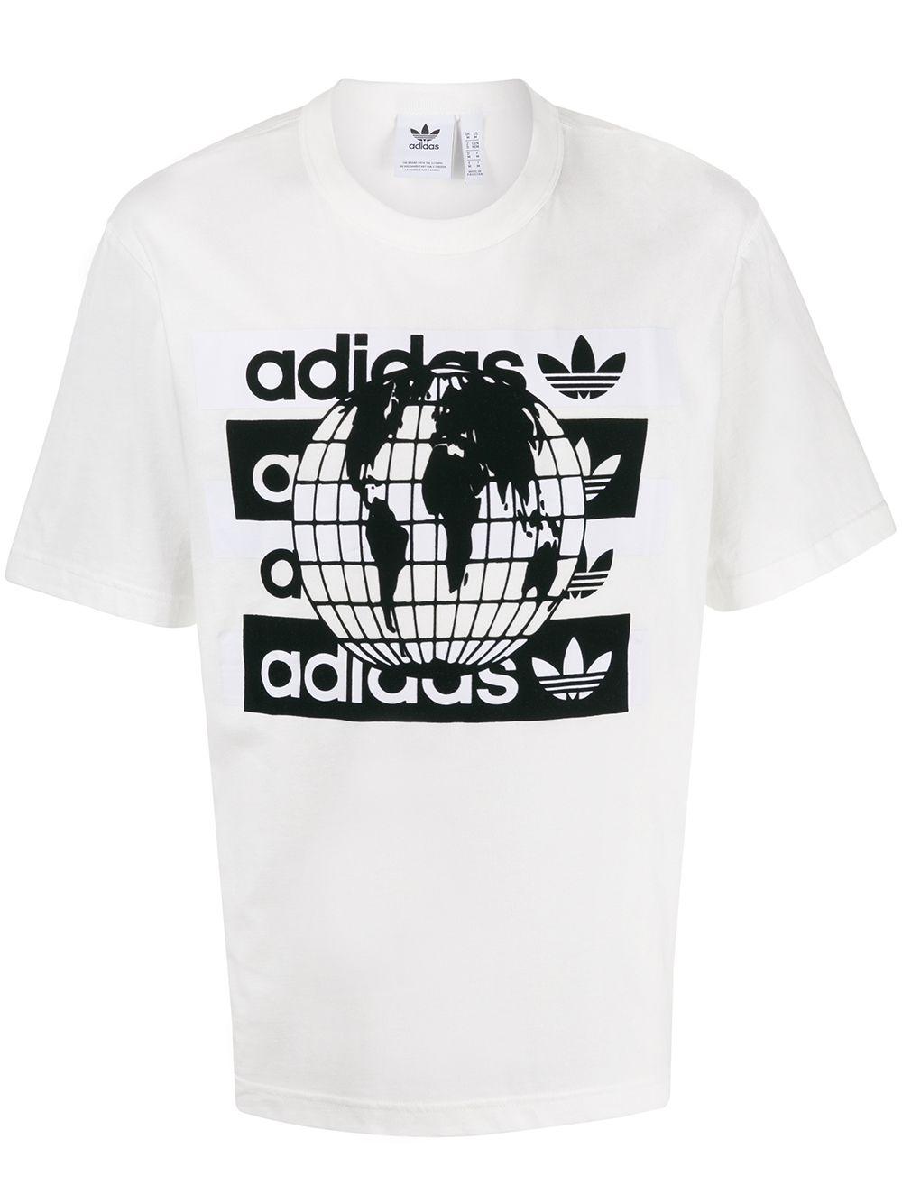 adidas Cotton Globe Print T-shirt in White for Men | Lyst
