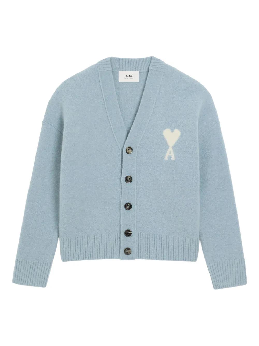 新品　ami paris ブルー アルパカAMI DE COEUR ビーニー Ami Paris Alpaca Ami De Coeur Cardigan in Blue | Lyst