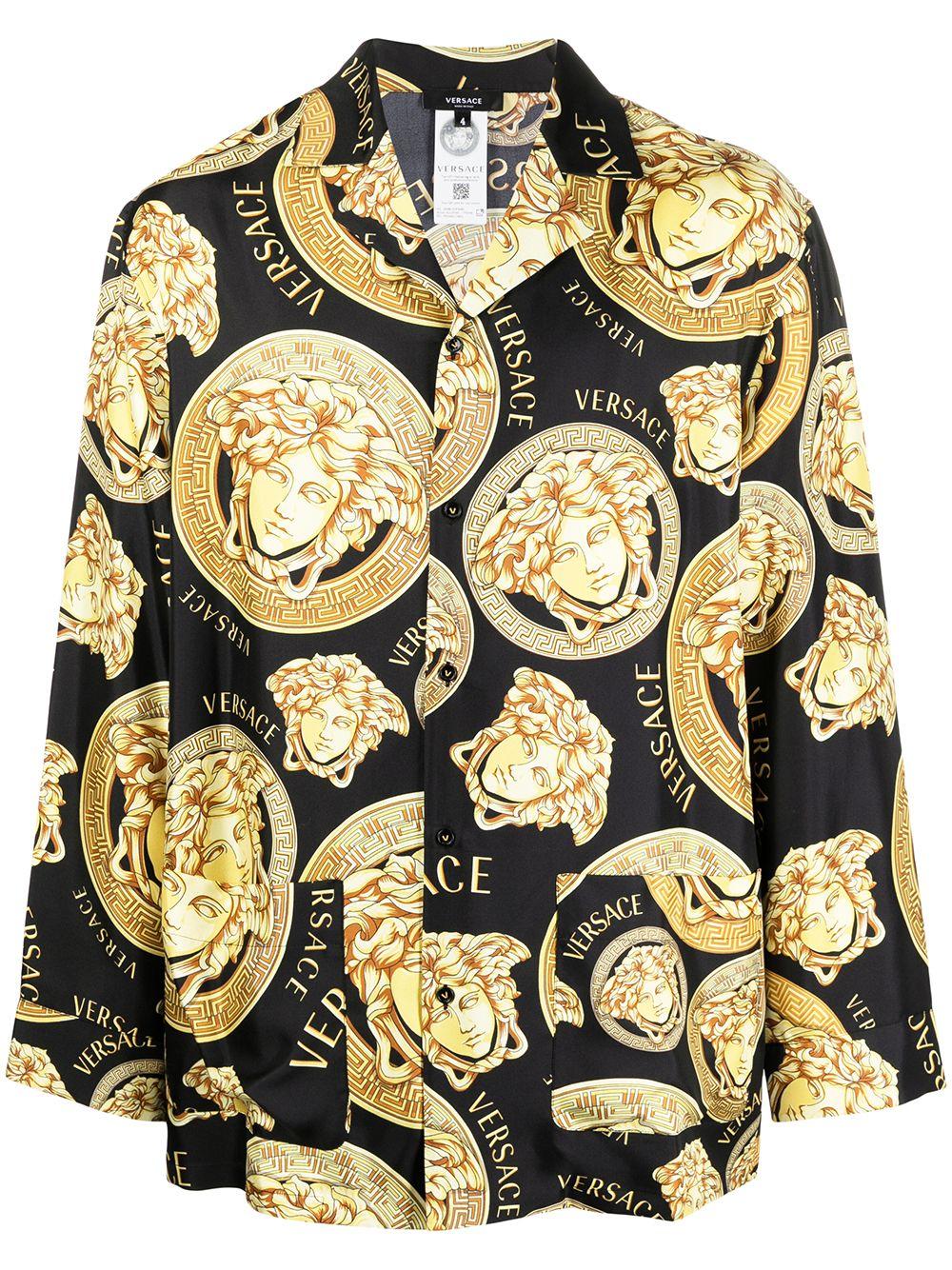Versace Medusa Amplified Long-sleeve Pyjama Shirt in Black for Men | Lyst