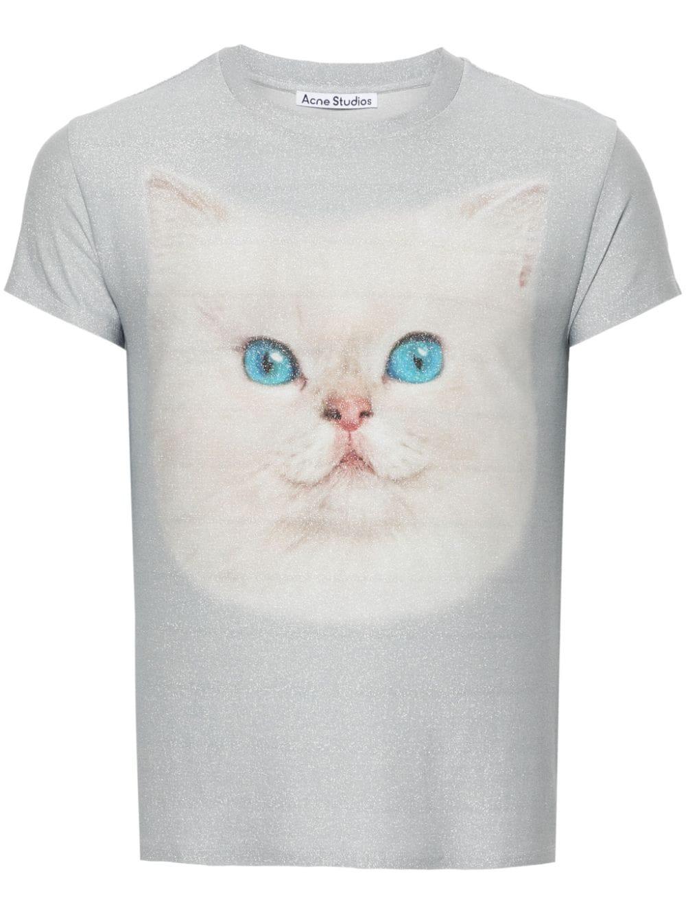 メンズ Acne Studios キャットプリント Tシャツ グレー | Lyst