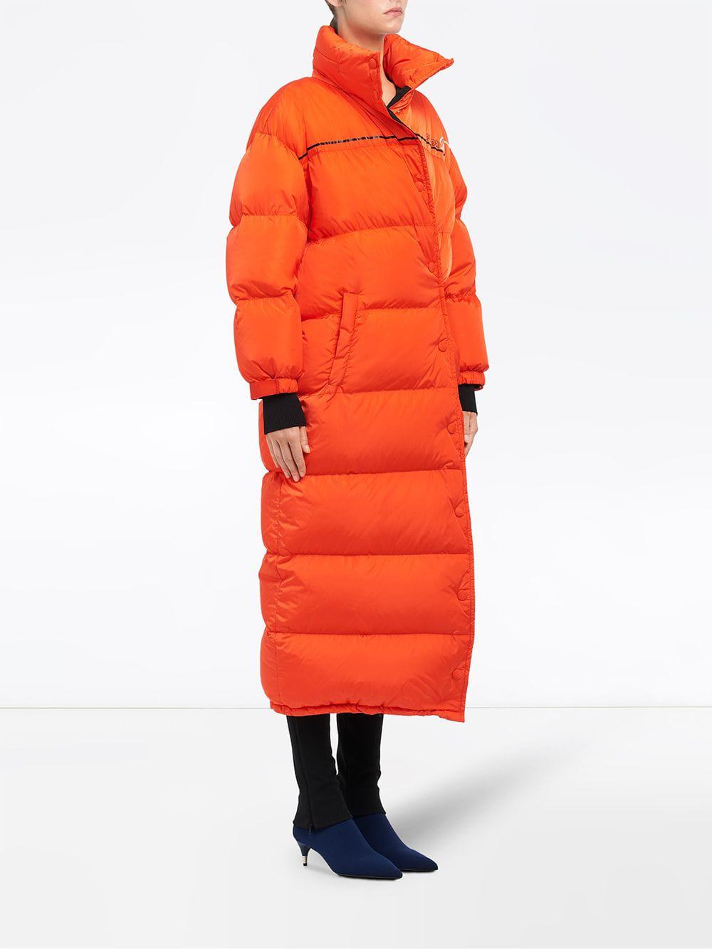 Prada Synthetic Puffer Coat in Bright Orange (Orange) - Lyst