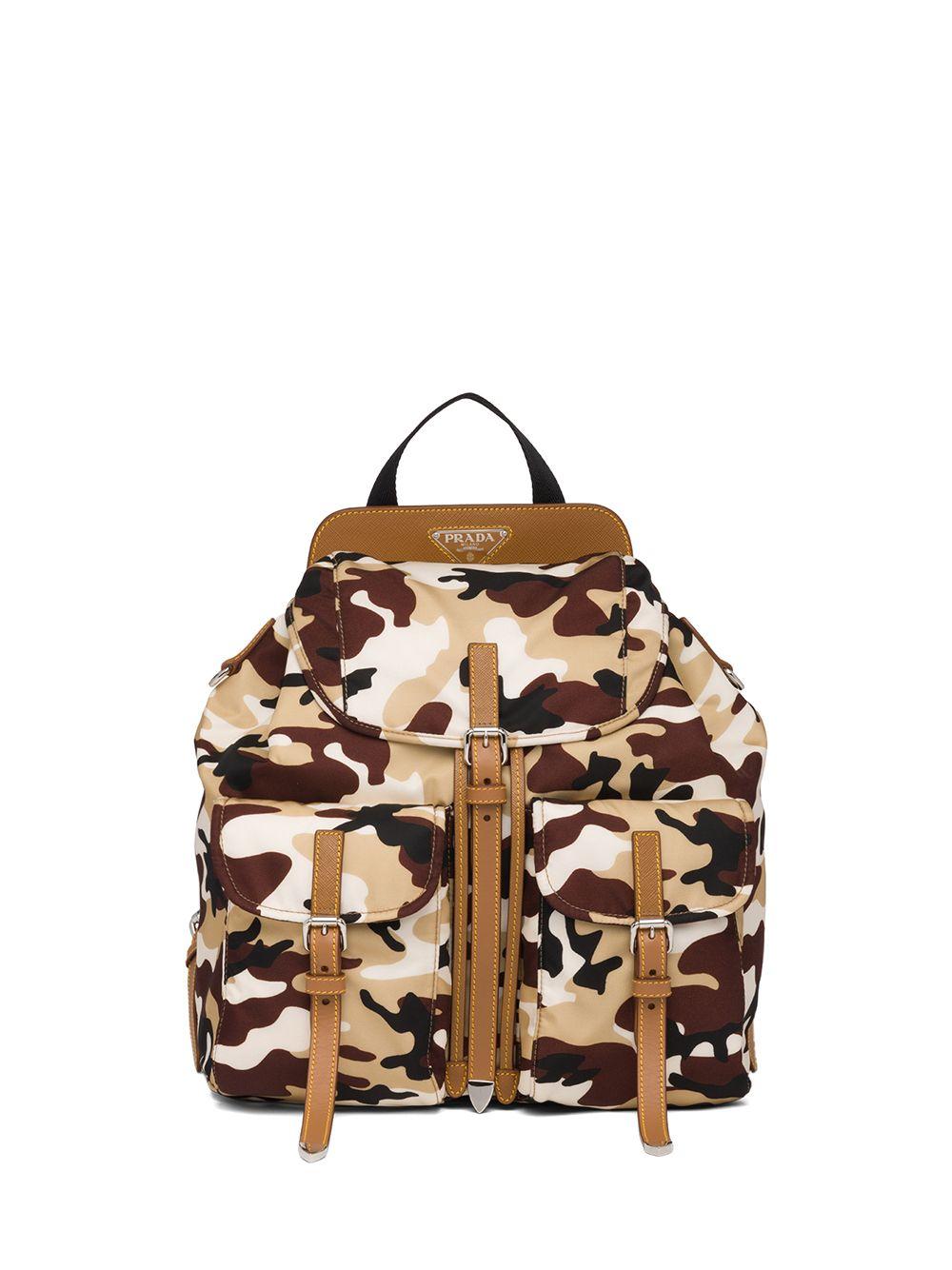 Prada Camouflage Pattern Backpack in Brown | Lyst