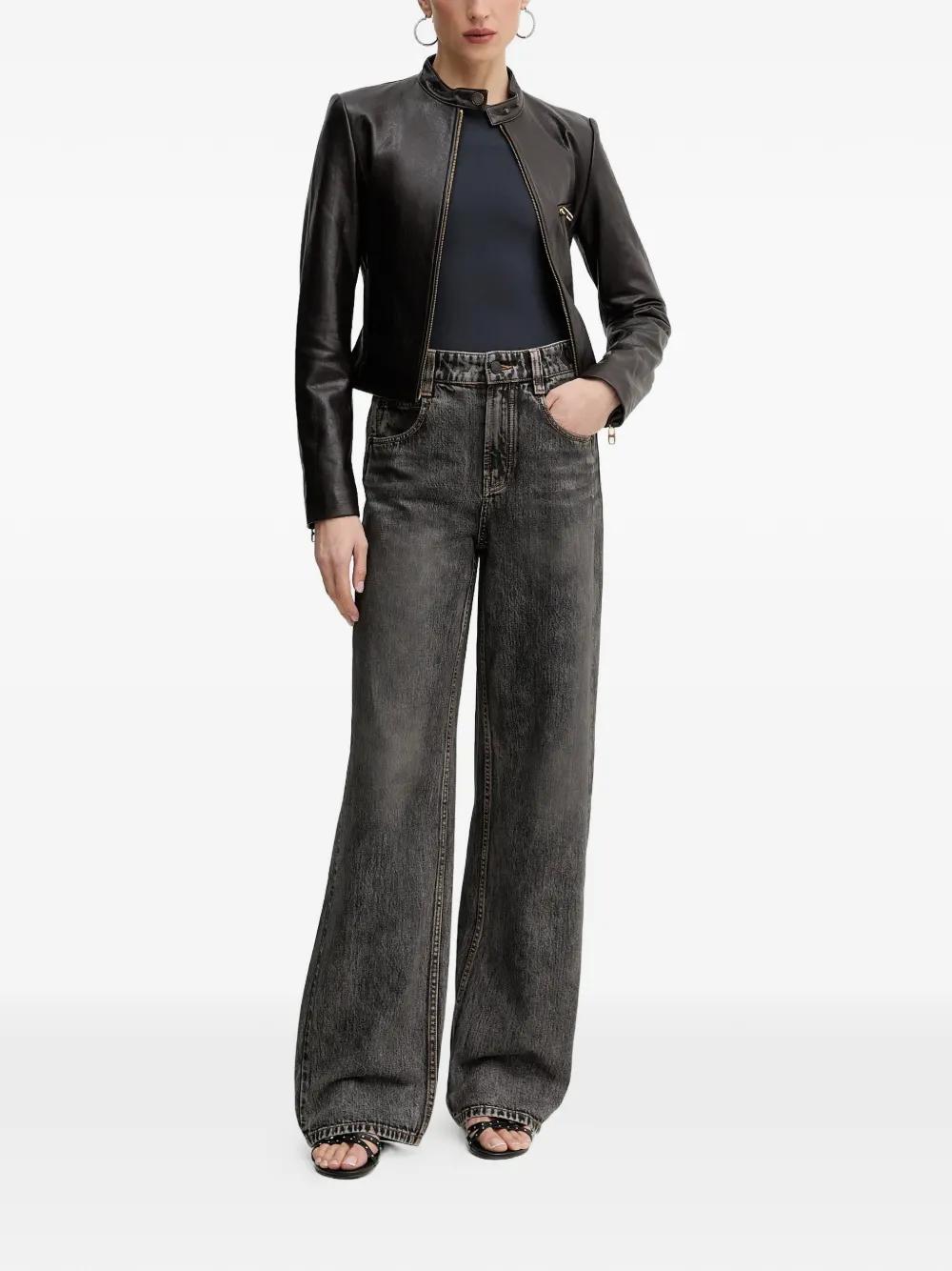 Miss Sixty Zipped Leather Jacket in Black | Lyst