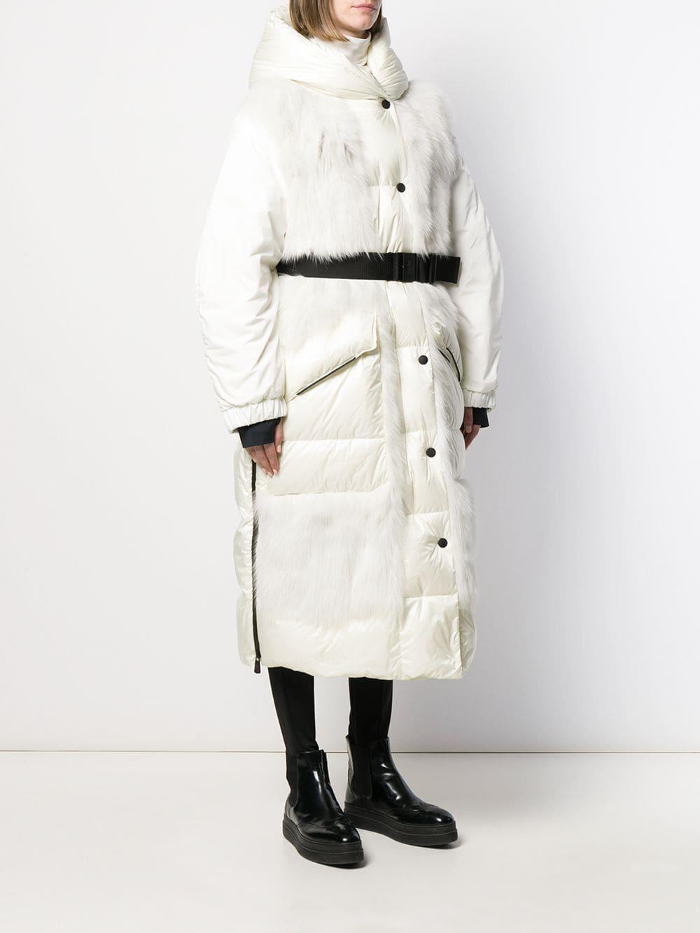 white padded long coat