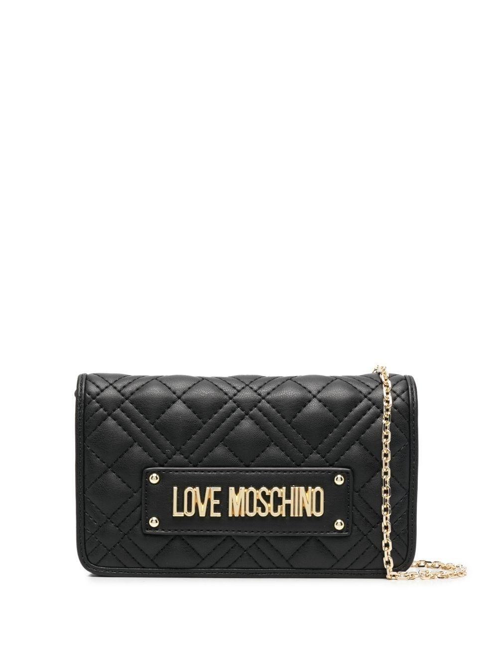 love moschino black quilted cross body bag