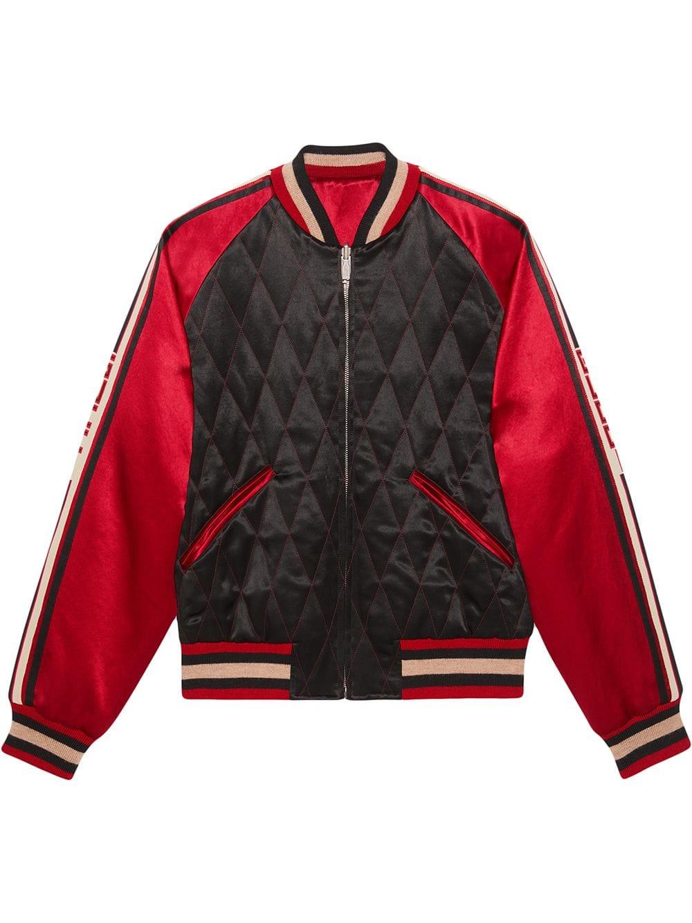 Veste Bomber à Design Réversible Gucci Pour Homme En Coloris Rouge Lyst