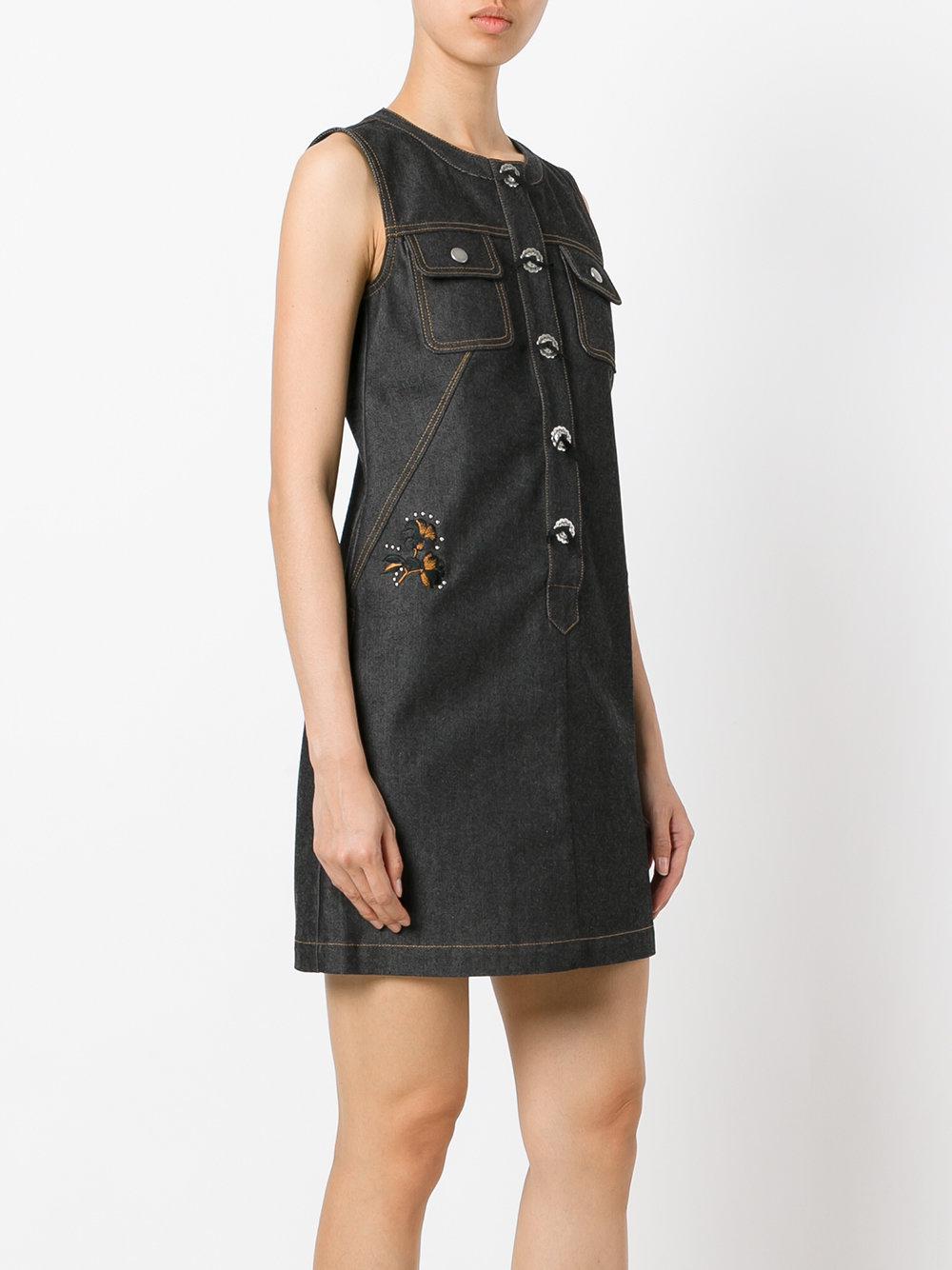 COACH Front Placket Denim Dress in Black Lyst