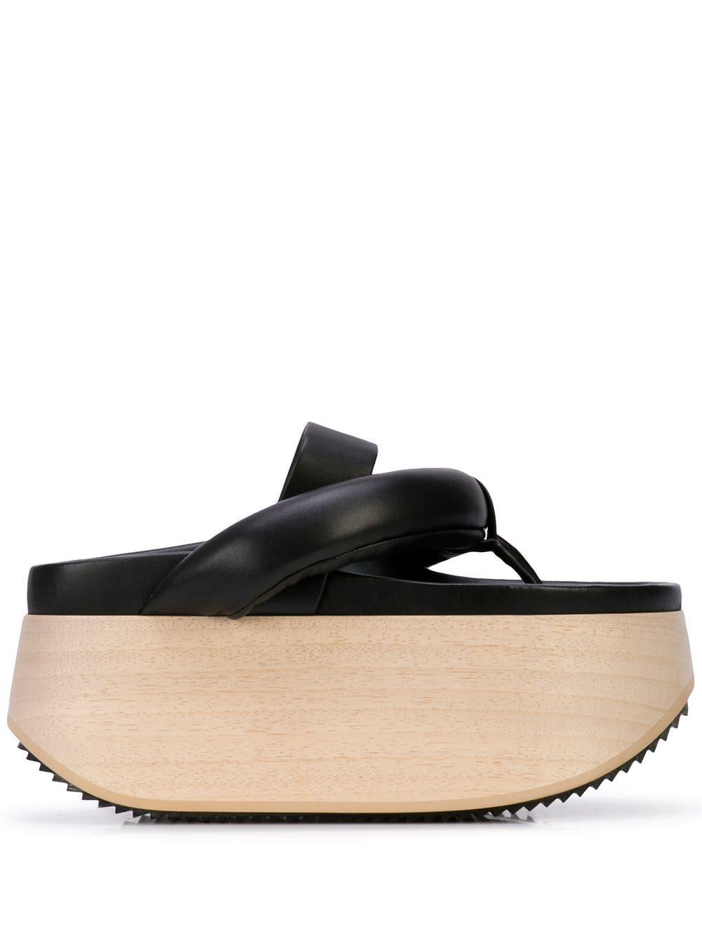 Jil Sander Leather Platform Sandals in Black | Lyst