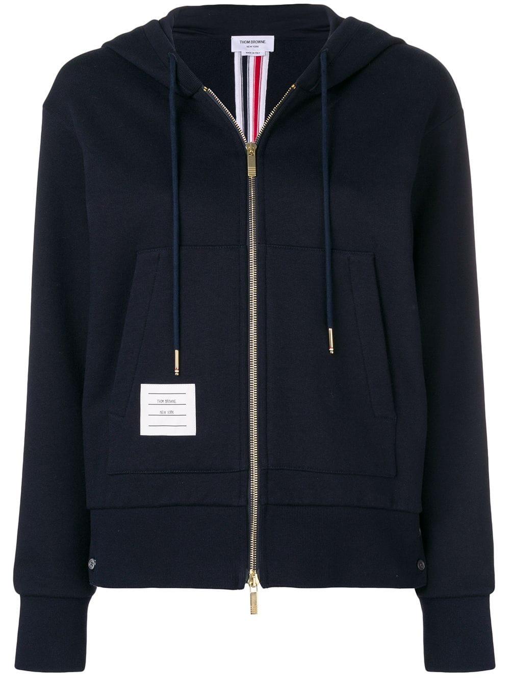 Thom Browne Cotton Center-back Stripe Zip-up Hoodie in Blue - Lyst