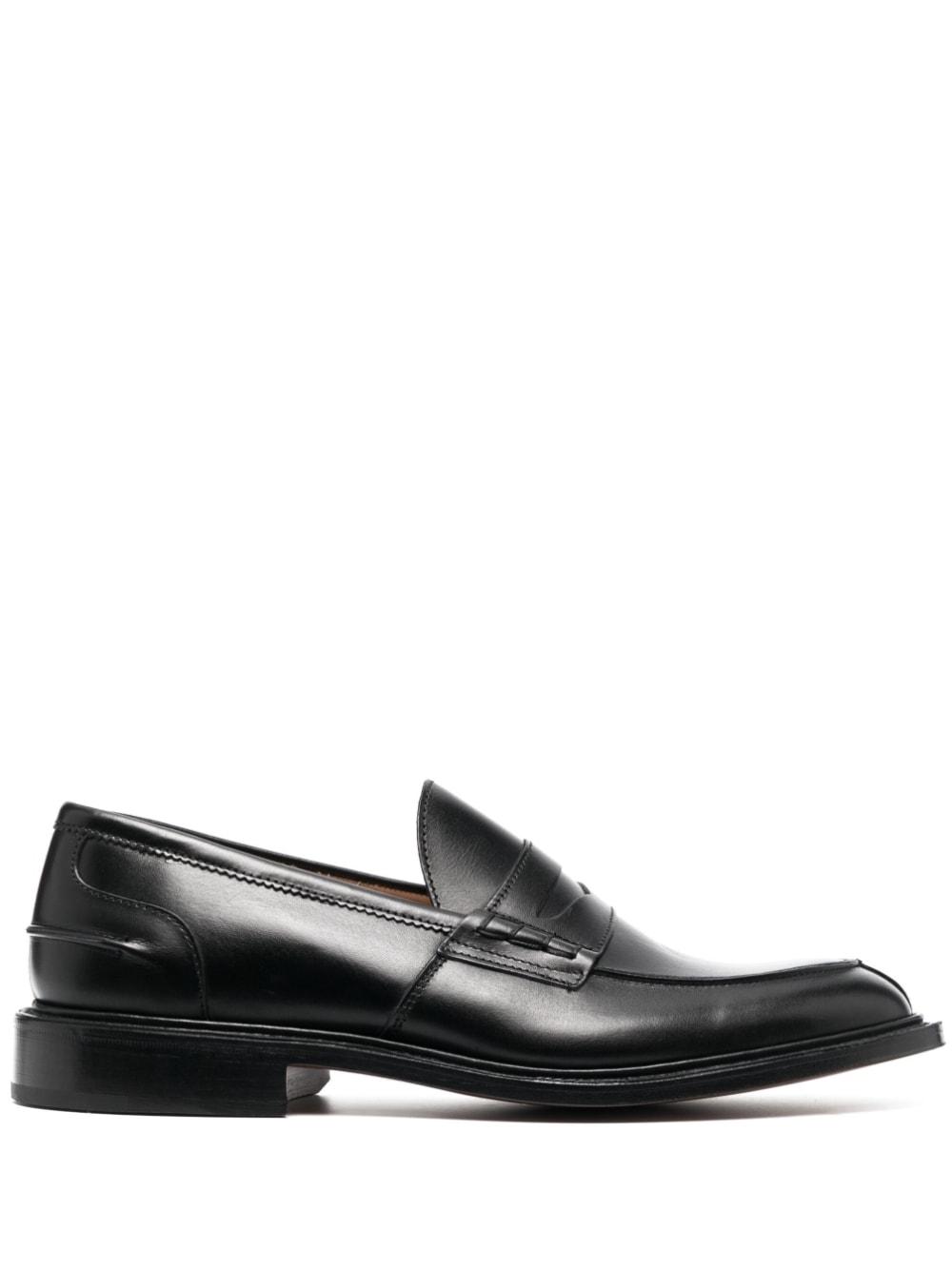 Tricker's Almond Toe Leather Loafers in Black for Men | Lyst