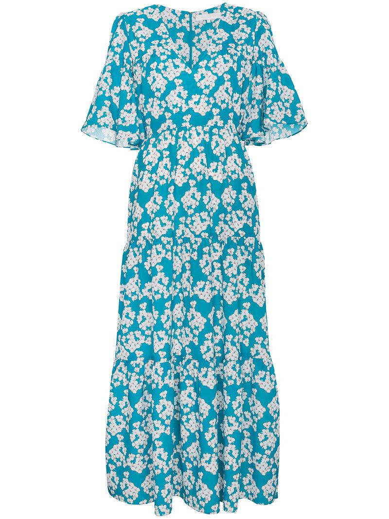 Borgo De Nor Synthetic Dora Floral Tier Dress in Blue - Lyst