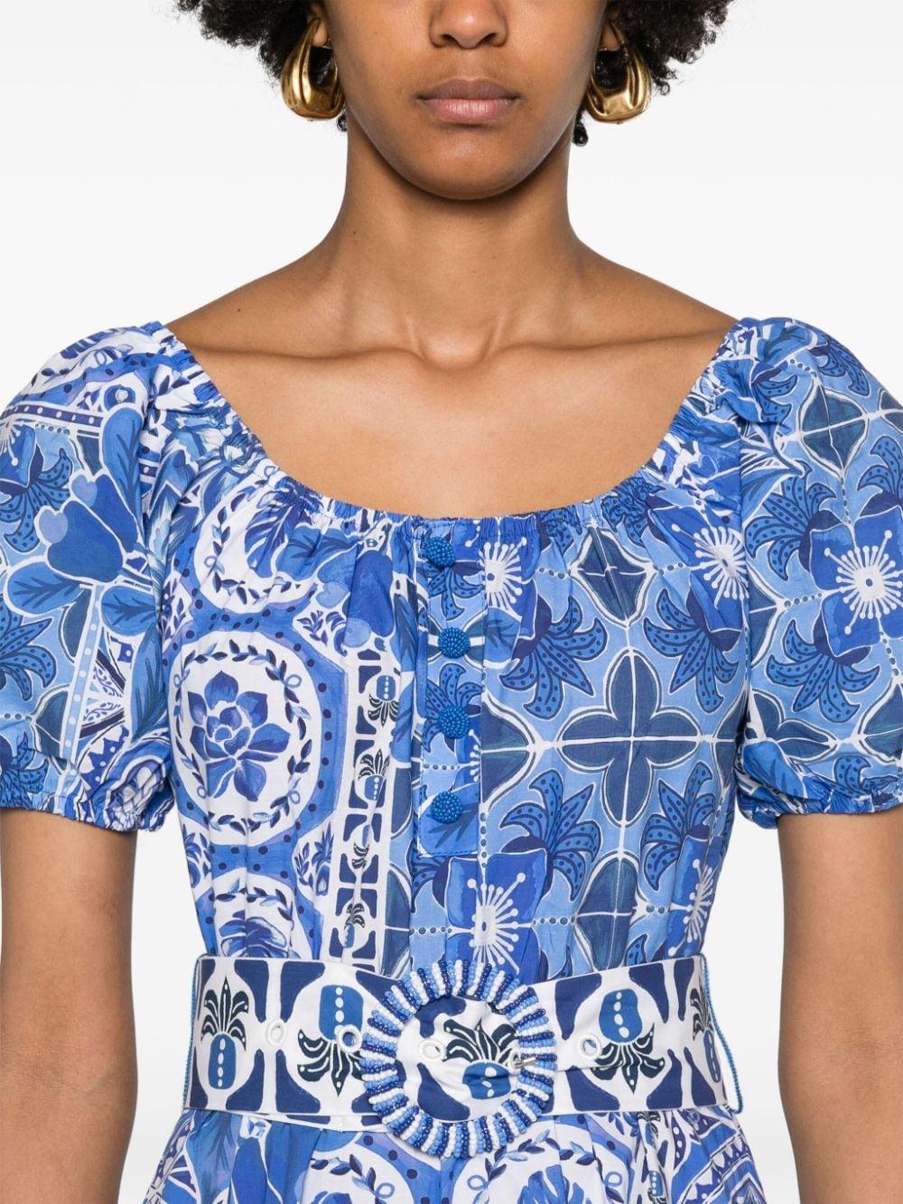 farm rio blue tile dress Blue Tile Dream Sleeveless Maxi Dress  FARM Rio