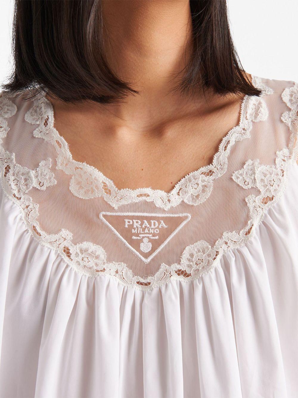 Prada Lace Panel Sleeveless Dress - Women's - Cotton in White | Lyst Prada Lace Panel Sleeveless Dress - Women's - Cotton in White | Lyst