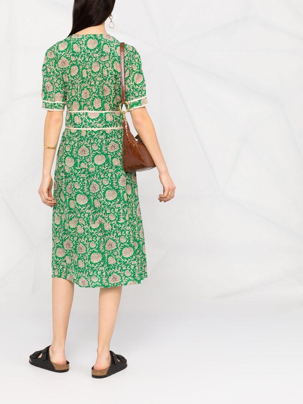 Ba&sh Plume Floral-print Midi Dress in Green | Lyst