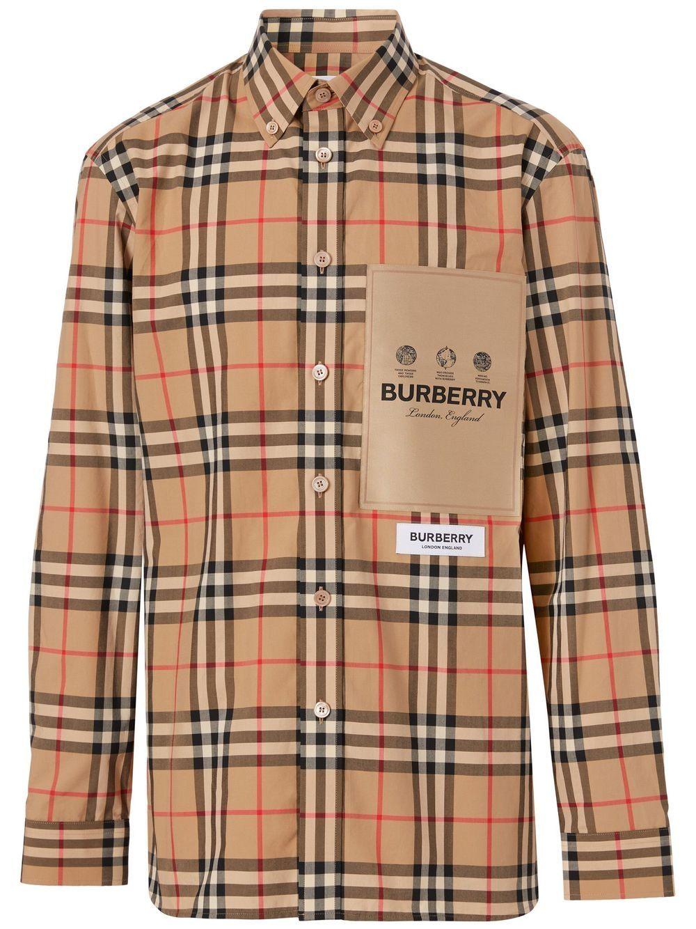 Burberry Vintage Check Logo-patch Shirt in Brown for Men | Lyst