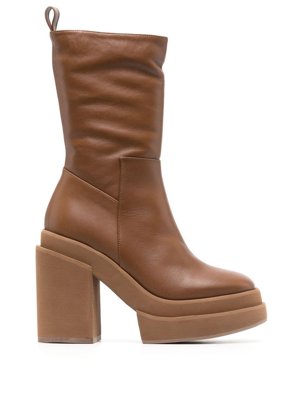 Paloma Barceló 120mm Melissa Iris Leather Boots in Brown | Lyst