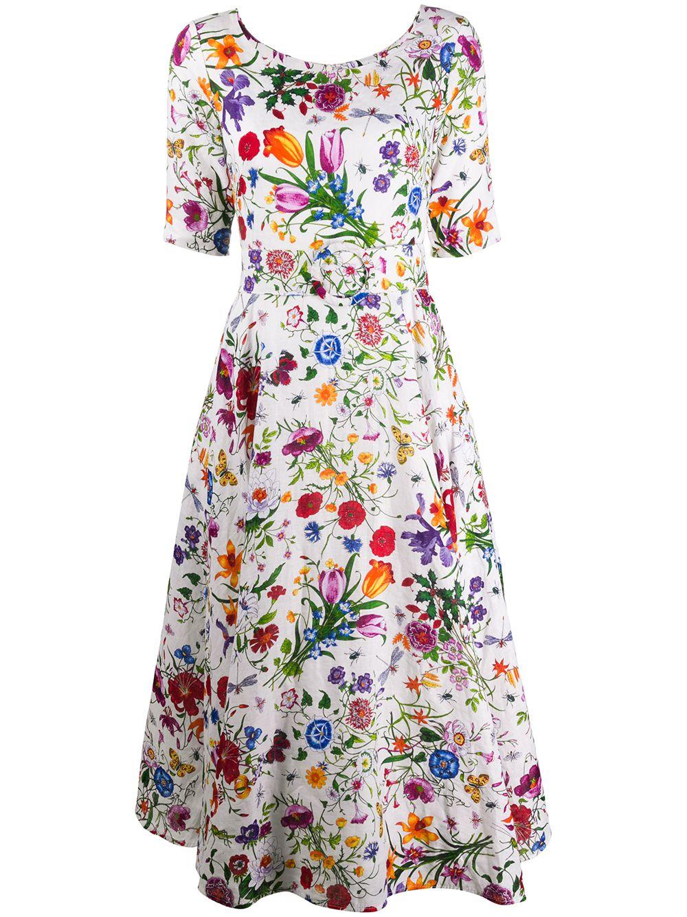 Samantha Sung Cotton Aster Floral Print Dress in White - Lyst
