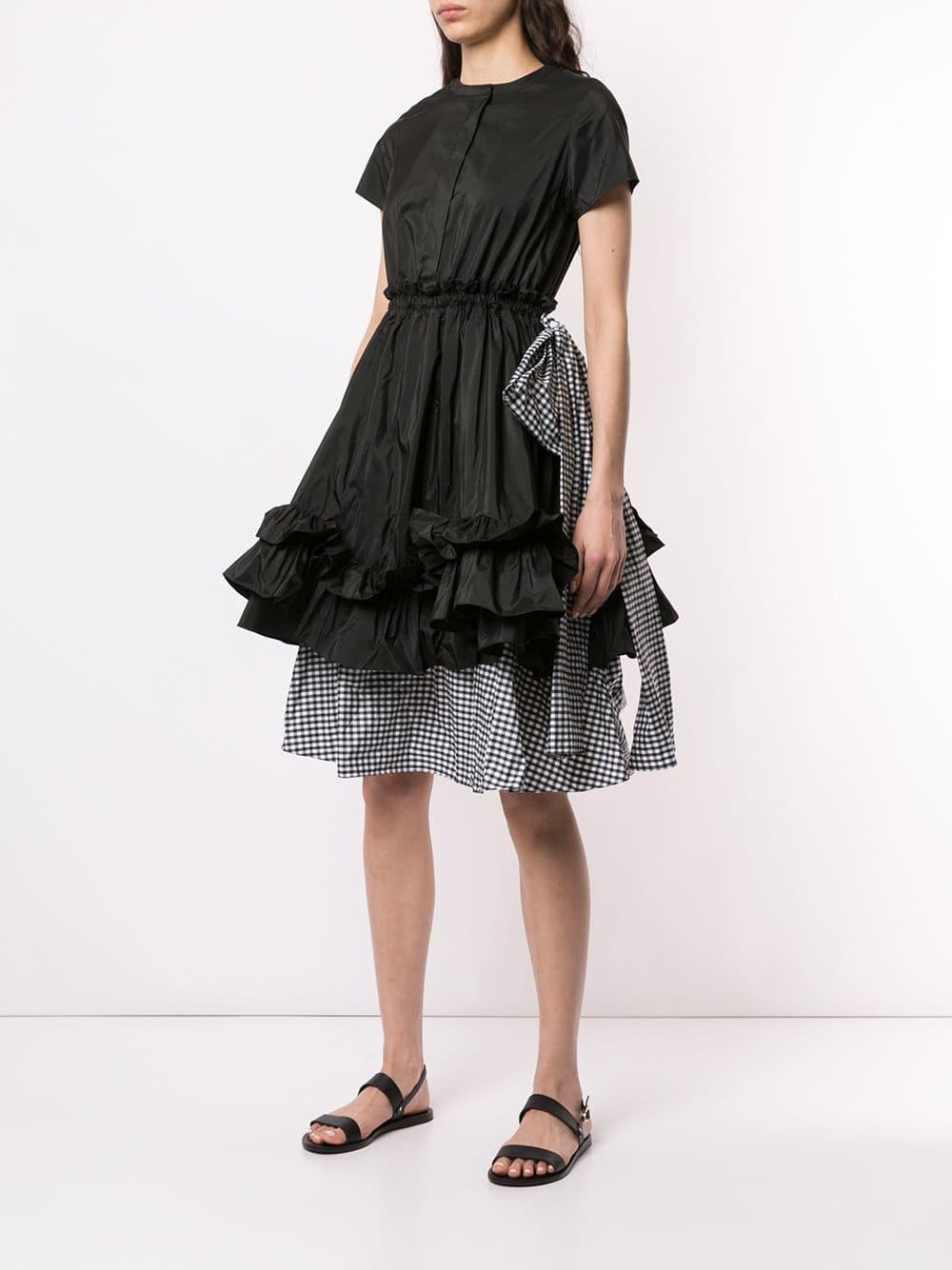 Dice Kayek Layered Checked Ruffle Dress in Black Lyst