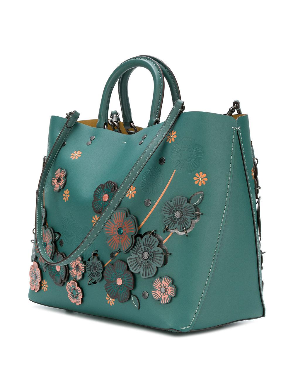 COACH Leather Rogue Tote in Green Lyst